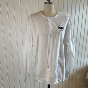 White Snap-up Scrub Jacket